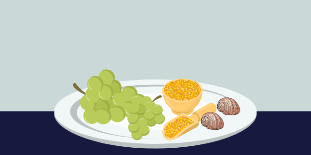 Elementos das oferendas para Oxalufã, tais como canjica, caracol e uva branca